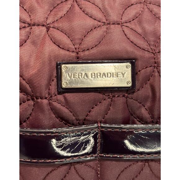 Women's Vera Bradley Quilted Burgundy Patent Leather Duffle Doctor Bag, GUC - Picture 2 of 9